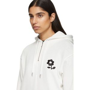Alexa Chung White Half-Zip Embroidered Daisy Hoodie